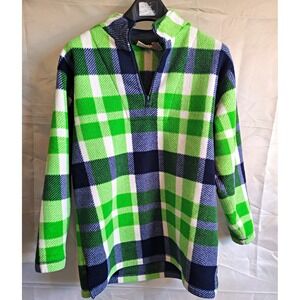 Crossroads Men's Plaid 1/4 Zip Fleece Mock Neck Pullover Sweatshirt M
